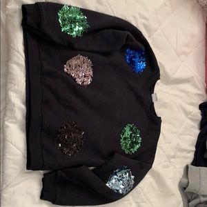 Zara girls black sweatshirt 11/12 sequin